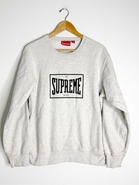 Supreme NYC Box Logo Crewneck Sweatshirt Women’s Large Gray Made in Canada